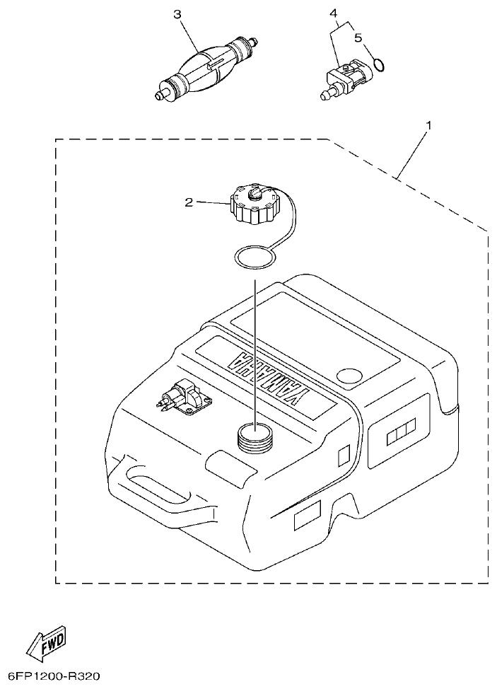 Yamaha F75F, F100G FUEL TANK 2 parts diagram